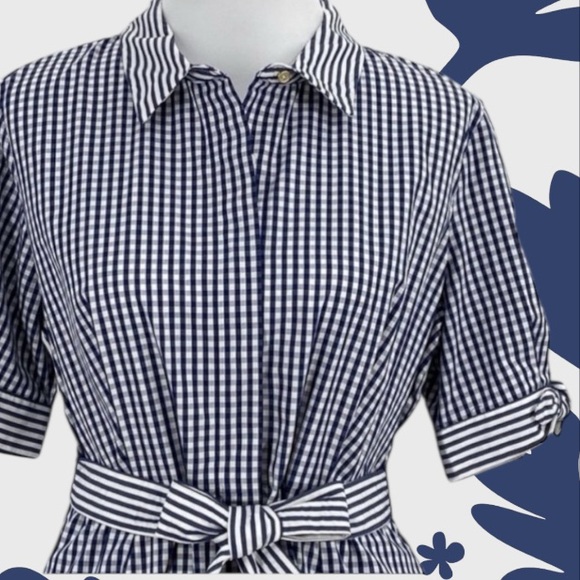 CALVIN KLEIN SIZE 12 PETITE BLUE & WHITE FIT & FLARE GINGHAM MAXI DRESS - Picture 6 of 16